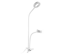 Selfie Ring Light con soporte para teléfono celular para maquillaje en vivo con 3 modos de luz, 10 niveles de brillo, lámpara LED de escritorio, color blanco