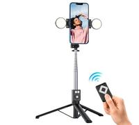 Selfie Stick Trípode - Obturador Remoto Inalámbrico, Soporte De Cámara De Teléfono | Trípode Extensible Largo con Conexión Bluetoth, Luz De Relleno Duaal, Soporte Ajustable Estable para, Transm
