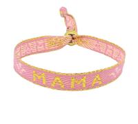 Selfmade Jewelry - Pulsera statement de tela para mujer, color rosa, para festival, atuendo de mujer (HAPPINESS (rosa-naranja-verde)) (MAMA (rosa-dorado))
