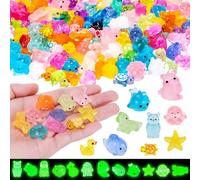 SelfTek 151 mini animales de resina, 22 estilos mezclados luminosos pequeños animales de resina que brillan en la oscuridad, figuras de animales en miniatura para jardín de hadas, micropaisaje