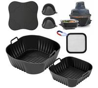 SelfTek 6 Piezas Airfryer Accesorios para Ninja CRISPi FN101EU - con 2 moldes de Silicona, protección contra Salpicaduras, Guantes de Silicona, Alfombrillas de Silicona para Accesorios Ninja Crispi