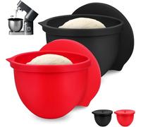 SelfTek Forro de Silicona para Batidora Kitchenaid - Cuenco para Mezclar con Tapa para Tazón Mezclador Kitchenaid de 4,8 L (5 Qt)，Tazón para Mezclar Protector para Tazón para Masa(Rojo y Negro)