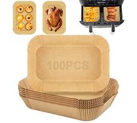 SelfTek Papel Air Fryer Cuadrado Compatible con Ninja DZ201/DZ401, 100 piezas de forro de papel para freidora de aire Ninja Foodi Dual Air Freidora a prueba de aceite