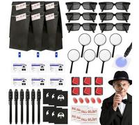 SelfTek Set de Detectives, 48 Piezas Regalo de Cumpleaños con Gafas de Agente, Bolígrafo Secreto, Cuaderno, Lupa, Tarjeta de Detective, Ideal para Regalos Temáticos