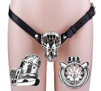 SeLgurFos Jaula de Castidad PA de Acero Inoxidable con Anillo para el Pene, Cinturón Antideslizante y Llave, Juguete Sexual Jaula de Castidad de Una Pieza para Hombre SM Fetish Bondage (silvery,50mm)