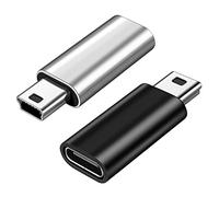 SELIACR 2PCS USB C to Mini USB Adapter Conector Tipo C Hembra a Mini USB Macho, Adaptador USB Mini a USB C para Cámaras Digitales, Ordenadores y GPS (Negro + Plata)