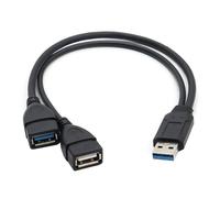 SELIACR Adaptador usb 3.0 a 2 x Hembra - Dual Charge Port/Transferencia de Datos - Divisor USB - Cable Alargador de 30 cm