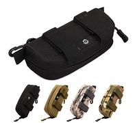Selighting Estuche Rígido para Gafas de Sol Tácticas, Funda Militar con Cierre de Cremallera MOLLE, Pouches MOLLE con Clips Negro