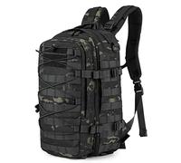 Selighting Mochila Militar Táctica 25L, Mochila de Ejército Repelente al Agua, Mochila Casual para la Escuela, Viajes, Senderismo, Camping y Trekking Camuflaje Negro