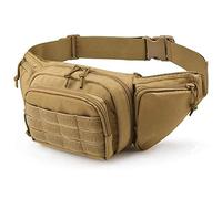 Selighting Riñonera Táctica Pequeña, Mini Bolso de Cintura Militar, Bandolera MOLLE para Senderismo, Correr y Pasear Perros Marrón