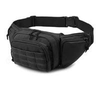 Selighting Riñonera Táctica Pequeña, Mini Bolso de Cintura Militar, Bandolera MOLLE para Senderismo, Correr y Pasear Perros Negro