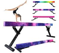 Seliyoo Barra de equilibrio ajustable de 8 pies, viga alta de suelo, base de acero de goma, antideslizante, tipo competición que soporta todas las habilidades de entrenamiento en casa y gimnasio,