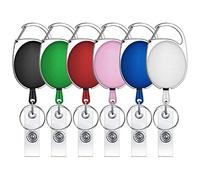 Selizo Llavero Retractil,6 Piezas Llavero Extensible Retractil Carrete Táctico de Identificación,Llavero Extensible con Clip Cinturón y Mosquetón para Tarjetas de Ldentificación de Oficina