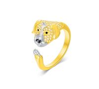SELKAT Anillo de plata de ley 925 con diseño de perro para mujer, varios diseños caninos, incluyendo Golden Retriever, pastor alemán y caniche, joyería ajustable hipoalergénica, Metal, Circonita