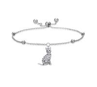 SELKAT Pulseras de plata de ley para mujer con incrustaciones de circonita cúbica, disponible en 13 razas, pliegue escocés/siamés/persa/bombay/mau egipcio/bengala, bonitos regalos de joyería de gato