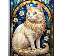 SELKIRK REX CAT *Stained Glass Jewel Art Design Print*COMPOSITION NOTEBOOK Travel Journal Diary Guest Book-Exotic Curly Hair Animal Feline Kitten ... High School Ivy League University College
