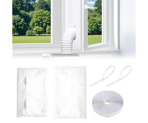 Sellado de ventanas de aire acondicionado, 300 cm / 400 cm, para 1 o 2 mangueras de escape, parada de aire caliente para colocar ventanas, doble cremallera para ventanas de techo, ventanas batientes