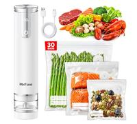 Sellador al vacío de mano para alimentos, mini sellador de bolsas compacto con 30 bolsas reutilizables de sellado al vacío, máquina selladora al vacío portátil recargable de 2200 mAh con pantalla LED