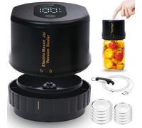 Sellador al vacío eléctrico para tarros Mason | Kit automático de sellado al vacío de boca ancha y boca regular, viene con 5 tapas de cada tamaño, abridor de tapa y un cable de carga