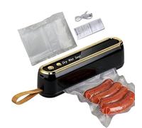 Sellador al vacío para alimentos - Selladora portátil sin cable | envasado al vacío para alimentos sin cable con 10 bolsas | Para uso doméstico conservación carne picnic viajes tarros contenedores
