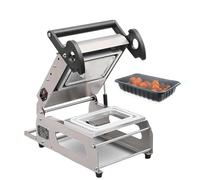 Sellador de control de temperatura, sellador térmico a presión manual comercial para bandejas de alimentos, 600 W con temperatura ajustable, 7-8 sellos/minuto, apto para carne, pescado de carne