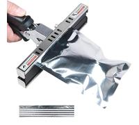 Sellador de crimpado térmico, máquina de sellado al vacío, longitud de sellado de 200-400 mm, ancho de sellado de 15 mm, ajuste de temperatura de 7 etapas, calefacción de doble cara para bolsas de