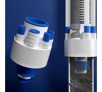 Sellador de desagüe de fregadero de cocina 5 en 1 con válvula de silicona de bloqueo de filtro integrado para tubos de 40 o 50 o 63 o 75 mm, construcción ABS azul y blanco