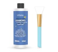 Sellador de pintura de diamante agua de 250 ml con cepillo de silicona, accesorios de pegamento de diamante 5D, efecto permanente de sujeción y brillo para pintura de diamantes y rompecabezas