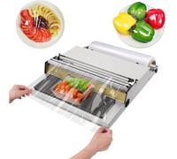 Sellador eléctrico de película adhesiva, máquina de envolver comercial con placa de calefacción y rodillos de acero inoxidable, ajustes ajustables para un uso eficiente en supermercados