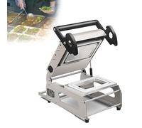 Sellador manual de bandejas, sellador comercial de alimentos para cajas para llevar, temperatura ajustable, mango antideslizante, acero inoxidable