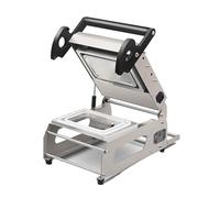 Sellador semiautomático de bandejas de presión manual para contenedores de alimentos, 7-8 sellos/minuto, para carne, pescado, comidas preparadas y frutas