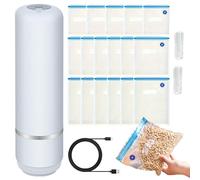 Selladora Al Vacío Para Alimentos - 15 Bolsas Reutilizables Con Herramienta | Selladora Al Vacío Compacta,Para Hombres Mujeres Adultos Amigos Familia y Uso Doméstico en Cocina Interior y Taller