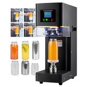 Selladora De Latas Automática, Máquina Selladora De Vasos EléCtrica De 140 W, Selladora De Latas De PláStico Pet Con Contador Y Pantalla Lcd, 5,5 Cm De DiáMetro Y 9,2-17 Cm De Altura,Black