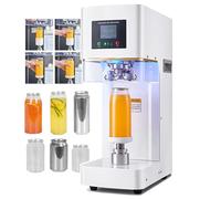 Selladora De Latas Automática, Máquina Selladora De Vasos EléCtrica De 140 W, Selladora De Latas De PláStico Pet Con Contador Y Pantalla Lcd, 5,5 Cm De DiáMetro Y 9,2-17 Cm De Altura,White