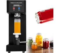 Selladora de latas eléctrica de 180 W, máquina Comercial para Sellado de Bebidas, selladora de latas de Lata con Altura Ajustable, para latas de Pet con Leche, té, café y refrescos Black