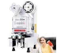 Selladora de vasos automática comercial de 90/95 mm, 450-550 tazas/hora, con controles digitales LCD para té de burbujas, café y otras delicias.,White