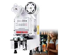 Selladora de vasos automática comercial, eléctrica, para bebidas de plástico, té, papel PP, leche, boba, café, batidos, leche y té, manual, 90/95 mm de diámetro.,White