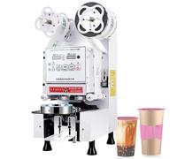 Selladora de vasos completamente automática de 95/90 mm, 450-550 tazas/h, con panel LCD y control digital, ideal para café con burbujas, postres, leche, té, restaurantes, jugos y bebidas.,White
