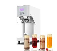 Selladora de vasos, selladora térmica comercial automática para latas, selladora de refrescos, selladora de botellas de cerveza de aluminio con rotación de cuerpo, cerradoras de latas (blanc