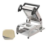 Selladora semiautomática de bandejas para alimentos, selladora manual de bandejas, envasadora de loncheras, selladora térmica comercial de bandejas para carne, 7-8 veces por minuto,14 * 14cm