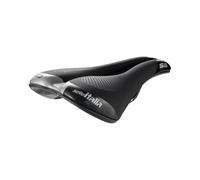 Selle Italia S5 Superflow - Sillín para Bicicleta de Ciudad y Urbana con Acolchado de Gel, Tiras Reflectantes y Canal Anatómico, Raíles de Aleación Fec - Talla S3, Negro