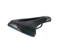 Selle Italia ST 5 Flow -Sillín de Bicicleta Urbana y Eléctricas, Cuadro de Aleación FeC y Agujero Anatómico, Inserciones de Alta Visibilidad - Talla L2, Negro