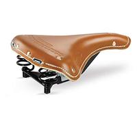Selle Montegrappa - Sillín de bicicleta de piel auténtica, para mujer, estilo vintage, con estructura de muelles, 1990 Oxford Club Italy, marrón claro