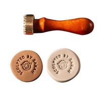 Sello de arcilla personalizado for cerámica. Logotipo de latón personalizado con mango de madera. Sello Makers Mark for arcilla, cuero, jabón y galletas. Sellos de Firma(2.5Inches)