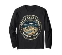 Sello de Aventura Retro del Parque Nacional Great Sand Dunes de Colorado Manga Larga