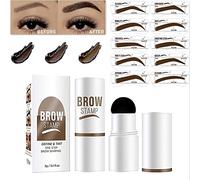 Sello de cejas y kit de plantilla de cejas, sello de cejas resistente al agua de larga duración con 10 piezas de kit de maquillaje de plantilla de cejas reutilizable (Marrón suave)