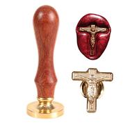 Sello de cera 3D de Jesús Cruz de la Iglesia, boda, cristianos, lugares de culto, sellos de sellado de cera para Pascua, sello de sellado de cruz, mango retro de madera