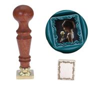 Sello de cera Atopbb 3D, marco en relieve, sello de madera y cera para invitaciones de boda, F06