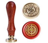 Sello de cera de brújula Cognitive Surplus Bottle Sealing Wax 2.5cm/1'' Vintage Retro Wax Stamp Pirate Compass Head with Wooden Handle for DIY Project