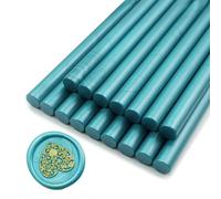 Sello de Cera, Ioggtser 16 Barritas de Cera para Pistola de Pegamento, Sticks de Cera para Invitaciones de Boda, Tarjetas, Sobres(Duck Green)